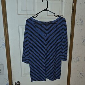 Apt. 9 Women's Chevron Striped Top - Blue and Black